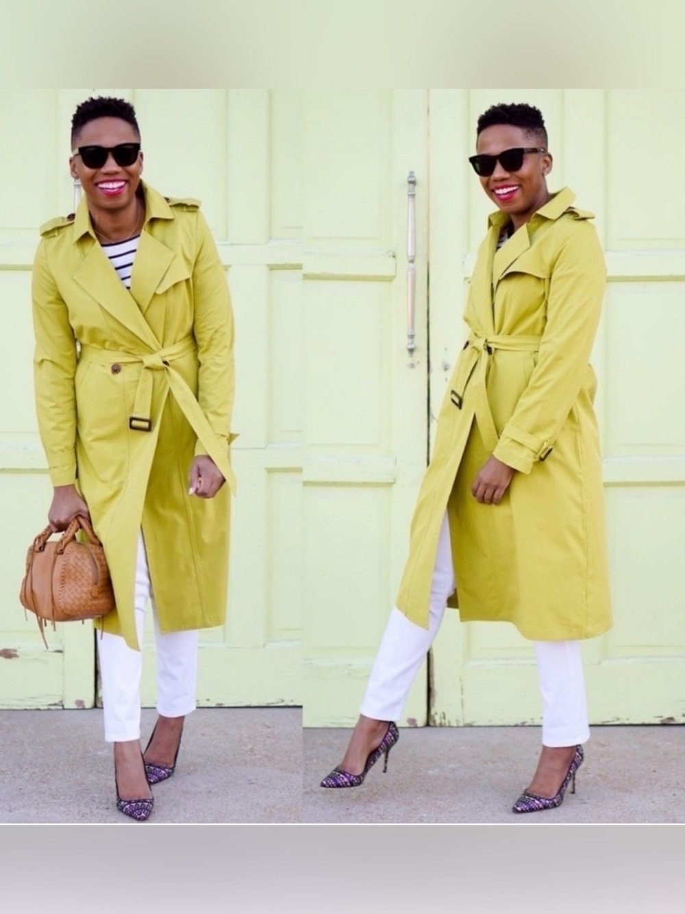Soft Surroundings Chartreuse Green Cotton Trench Coat
